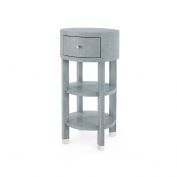 Claudette 1-Drawer Round Side Table, Gray