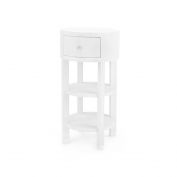 Claudette 1-Drawer Round Side Table, White