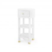 Claudette 1-Drawer Round Side Table, White