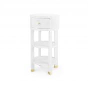 Claudette 1-Drawer Round Side Table, Cream