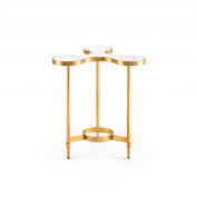 Clover Side Table, White and Gold Leaf