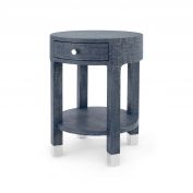 Dakota 1-Drawer Round Side Table, Washed Blue Steel