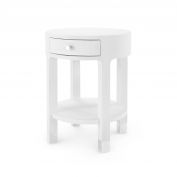 Dakota 1-Drawer Round Side Table, Cream