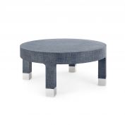 Dakota Round Coffee Table, Washed Blue Steel