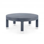 Dakota Large Round Coffee Table, Washed Blue Steel