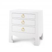 Jacqui 3-Drawer Side Table, White Grasscloth
