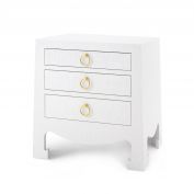 Jacqui 3-Drawer Side Table, Chiffon White Grasscloth