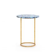 Jenay Side Table, Blue and Gold Leaf