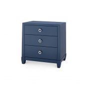 Madison 3-Drawer Side Table, Navy Blue Lacquer