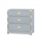 Victoria 3-Drawer Side Table, Gloss Stone Gray