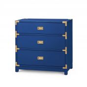 Victoria 3-Drawer Side Table, Gloss Denim Blue