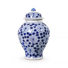 Flower Temple Jar, Blue and White