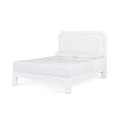 Olivia Queen Headboard With Bed Frame, Soft White, Vanilla