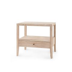 Paola 1-Drawer Side Table, Bleached Cerused Oak