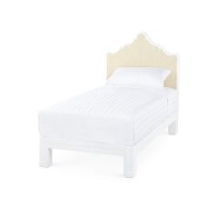 Victoria Twin Headboard With Bed Frame, Natural Twill, Vanilla